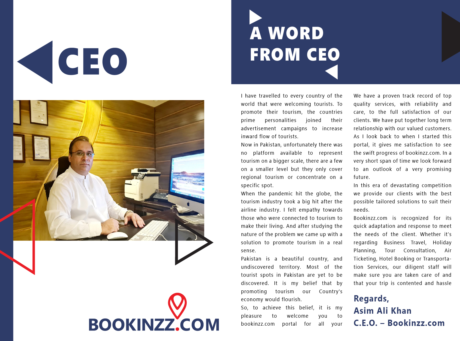 Bookinzz.com company profile a word from CEO