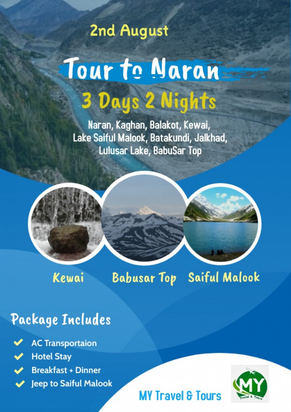 Naran 3 Days Tour 2nd August(non weekend)
